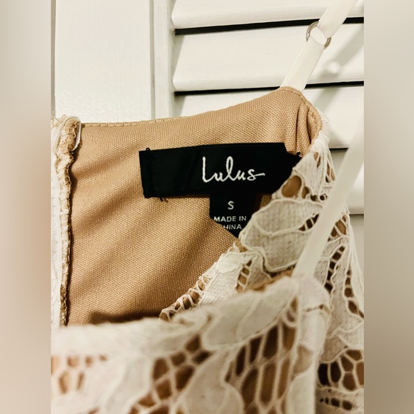 Lulu's White Lace Dress with Nude Lining - Picture 6 of 12